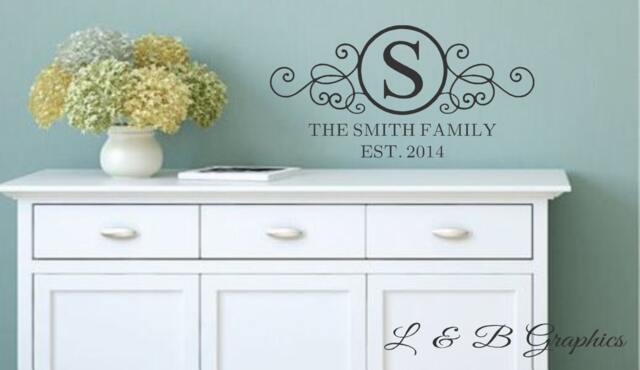 Family Wall Decal - Circle Monogram With Est. Date-Vinyl Decal Personalized Quotes Collage - image 1