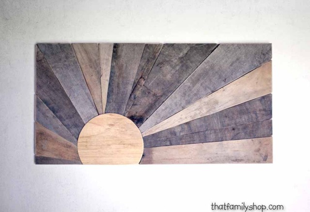 Pallet Wall Art Display, Reclaimed Sunset Hanging Plaque, Handmade Barnwood Decor, Minimalist Wood Mural - image 1