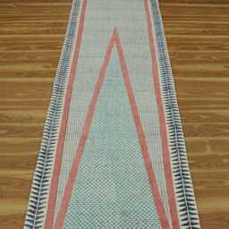 Block Printed Cotton Stair Runner Rug, Indian Kilim Boho Style - 2.5x13 Ft - thumbnail 3