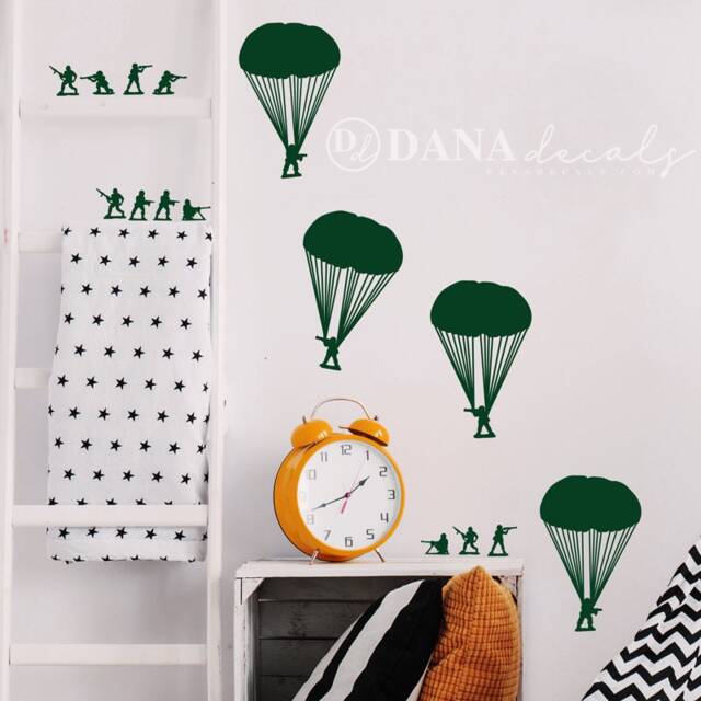 Army Men Wall Decal - Paratroopers & Soldiers, Kids Room Decor - image 1