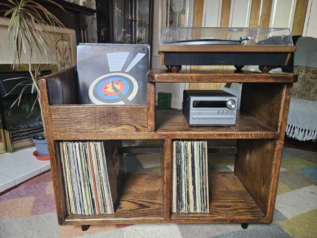 Vinyl Storage/Turntable Unit - The American Trinity With Amp Stand Dark Oak - image 1