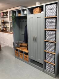 Handmade Sustainable Pine Hall Bench Storage Unit, Mudroom Furniture, Kent Showroom