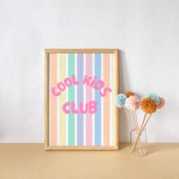 Cool Kids Club Pastel Striped Wall Print Poster For Childrens Bedroom, Nursery Or Playroom - thumbnail 2