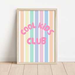 Cool Kids Club Pastel Striped Wall Print Poster For Childrens Bedroom, Nursery Or Playroom - thumbnail 3