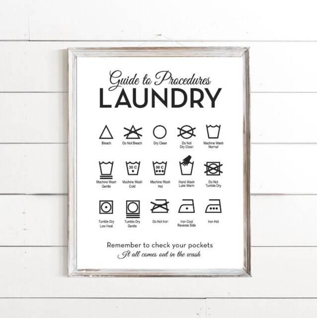 Laundry Wall Art, Decor, Room Symbols Sign, Framed Art Print, Trendy Room, Farmhouse Themed - image 1