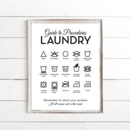 Laundry Wall Art, Decor, Room Symbols Sign, Framed Art Print, Trendy Room, Farmhouse Themed - thumbnail 1