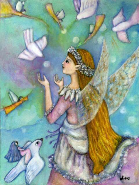 Faerie Queen Art Print, Celtic Fae Portrait, Sacred Nature Goddess, Pagan Altar Art, Faery Gifts, Divine Feminine Altar, Alter Art - image 1