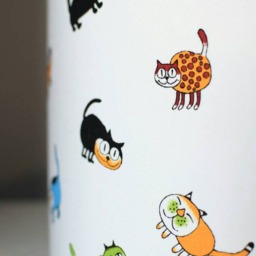 Cat Lampshade, Handmade By Vivid Shades, True Scandinavian Fabric Retro Stylish Scandi Feline Animal Drum Ceiling Cat Pattern Funky Quirky - thumbnail 3