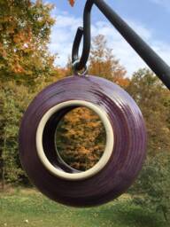 Handmade Purple Ceramic Bird Feeder Modern Hanging Garden Decor - thumbnail 1