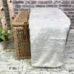 Luxury Silver Fox Faux Fur Throw Blanket - Ivory Faux-Suede Lining - thumbnail 2
