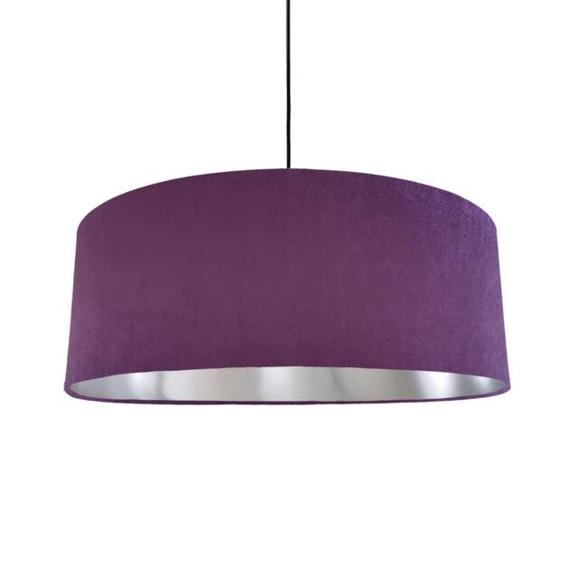 Extra Large Purple Velvet Lampshade With Silver Lining - image 1