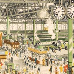 Waterloo Railway Station London Centenary Print By Helen Mckie - Exceptional Quality 230 Gsm Framed, Unframed Free Standard Delivery - thumbnail 2