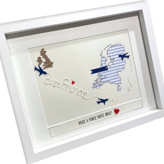 Long Distance Friendship Gift Map Print Framed For Far Away Friends Friend Moving Abroad Farewell - image 1
