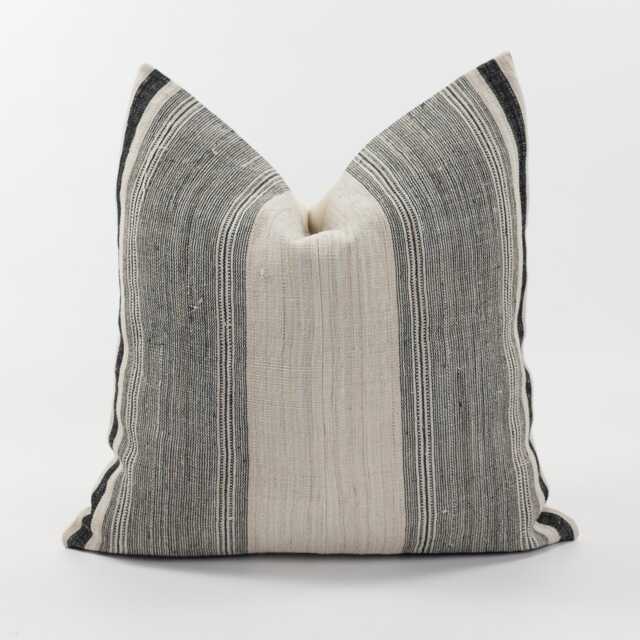 Vintage Hmong Hemp Pillow Cover, 20x20, Striped Farmhouse Cushion - image 1