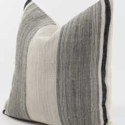 Vintage Hmong Hemp Pillow Cover, 20x20, Striped Farmhouse Cushion - thumbnail 4