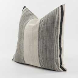 Vintage Hmong Hemp Pillow Cover, 20x20, Striped Farmhouse Cushion - thumbnail 3