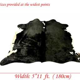 Genuine Black & White Cowhide Rug, Large Hair On Hide Sold As Seen - thumbnail 3