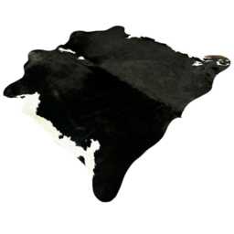 Genuine Black & White Cowhide Rug, Large Hair On Hide Sold As Seen - thumbnail 1