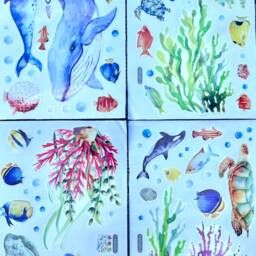 100 Glow in The Dark Wall Stickers Ocean Creatures Luminus By Nite, Beautiful Day.tropical Fish, Whales, Turtle, Plants, Jellyfish Kids Decor - thumbnail 3
