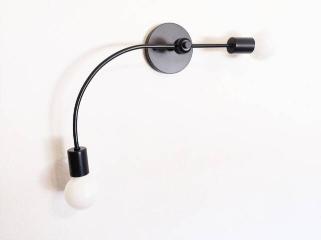 Arched Two-Arm Wall Sconce Black Modern Hallway Light - image 1
