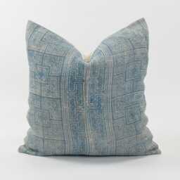 Vintage Indigo Batik Pillow Cover, Hemp Hill Tribe Cushion, 20x20 - thumbnail 1