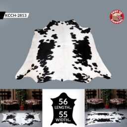 Luxurious Large Black & White Cowhide Rug - Natural Hair-On Leather For Stylish Spaces - thumbnail 2
