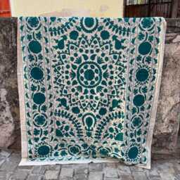 Handcrafted Suzani Bedspread - Traditional Embroidered Quilt Bohemian Home Decor Gift - thumbnail 2