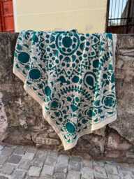 Handcrafted Suzani Bedspread - Traditional Embroidered Quilt Bohemian Home Decor Gift