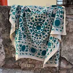Handcrafted Suzani Bedspread - Traditional Embroidered Quilt Bohemian Home Decor Gift - thumbnail 3