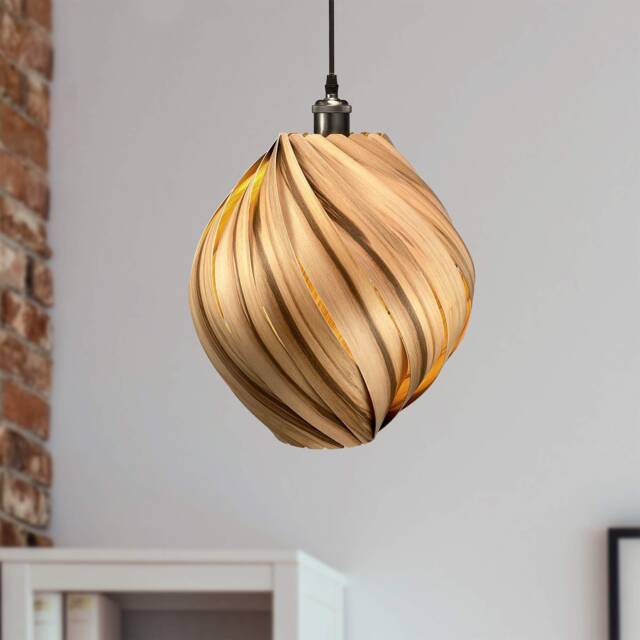 Large Hanging Lamp Made Of Amber Tree Wood. Handmade Wooden From Cologne Studio - image 1