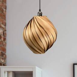 Large Hanging Lamp Made Of Amber Tree Wood. Handmade Wooden From Cologne Studio - thumbnail 2