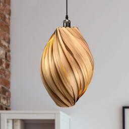 Large Hanging Lamp Made Of Amber Tree Wood. Handmade Wooden From Cologne Studio - thumbnail 3