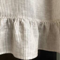 Ruffled Linen Kitchen Cafe Curtain Panel With Lace White & Blue Striped Or Undyed - thumbnail 3