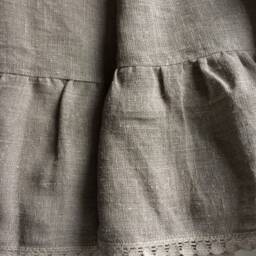 Ruffled Linen Kitchen Cafe Curtain Panel With Lace White & Blue Striped Or Undyed - thumbnail 4