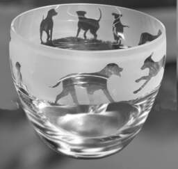 Ridgeback Candle Holder 10.5cm Crystal Glass Candleholder With Rhodesian Ridgeback Frieze Design - Perfect For Ball Or Small Pillar Candle