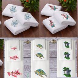 Embroidered Easter Towel Personalized Initial Cotton Towel - thumbnail 2