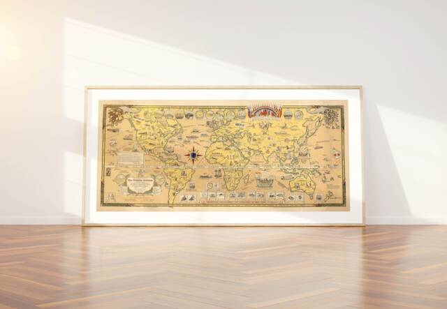 Vintage Mercator World Map Print Cold War Era United Nations Wall Art - image 1