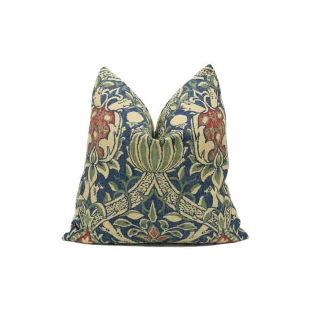 William Morris - Granada Indigo/Red Ornate Fruit Trellis Cushion Cover Handmade Throw Pillow Designer Home D??cor - image 1