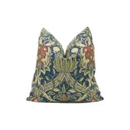 William Morris - Granada Indigo/Red Ornate Fruit Trellis Cushion Cover Handmade Throw Pillow Designer Home D??cor - thumbnail 1
