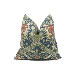 William Morris - Granada Indigo/Red Ornate Fruit Trellis Cushion Cover Handmade Throw Pillow Designer Home D??cor - thumbnail 2