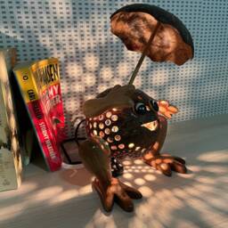 Frog Lamp Coconut Shell Bedroom Table Floor Light Wooden Garden Handmade - thumbnail 3