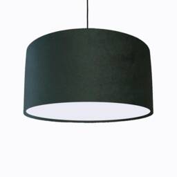 Forest Green Lampshade in Velvet With White Lining, Large Plain Ceiling Lightshade