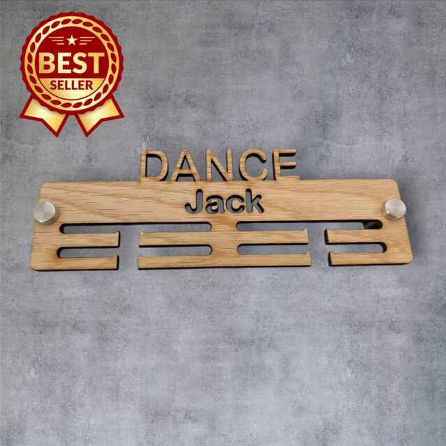 Dance Medal Hanger - Wood Colours, Custom Name & Colour - image 1