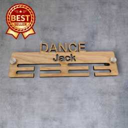 Dance Medal Hanger - Wood Colours, Custom Name & Colour - thumbnail 1