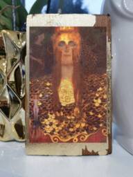Gustav Klimt Pallas Athena Wood Wall Art Gold Symbolist Decor - thumbnail 1
