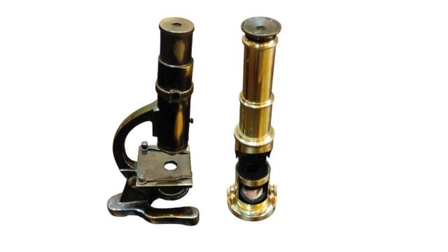Vintage Brass Student Microscope Set Working Optics, 7-7.5 Inch Gift For Her - image 1