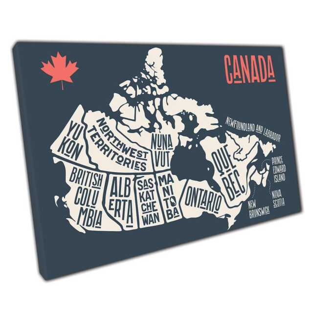 Minimalist Canada Map Canvas Print Geographic Territories Wall Art For Home & Office Decor - image 1
