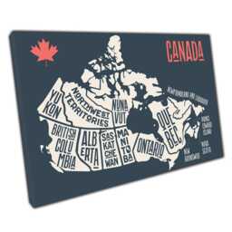 Minimalist Canada Map Canvas Print Geographic Territories Wall Art For Home & Office Decor - thumbnail 1