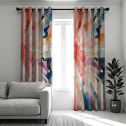 Colorful Watercolor Curtains, Abstract Art Window Drapes With Radiating Brush Strokes, Modern Artistic Made To Measure Curtain Panels