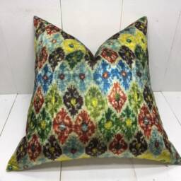 Handwoven Silk Ikat Pillow Cover 20x20, Decorative Cushion - thumbnail 2